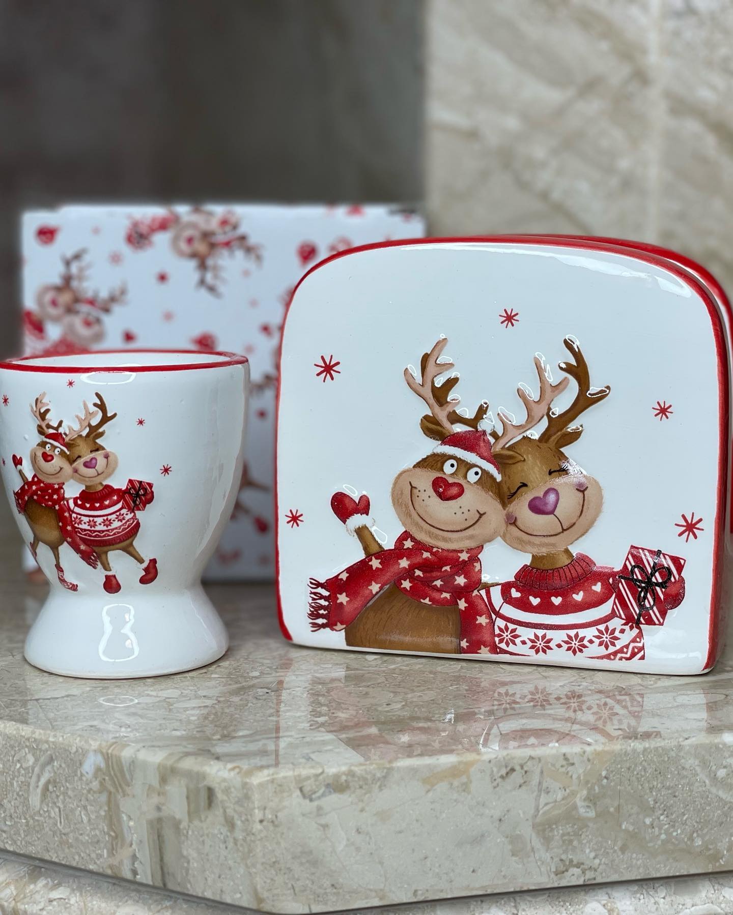 Conjunto de Porcelana Natalino com 6 Peças