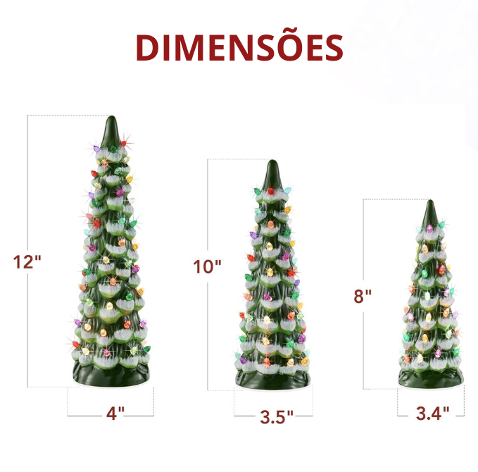 Mini Árvores de Natal com Led de Cerâmica