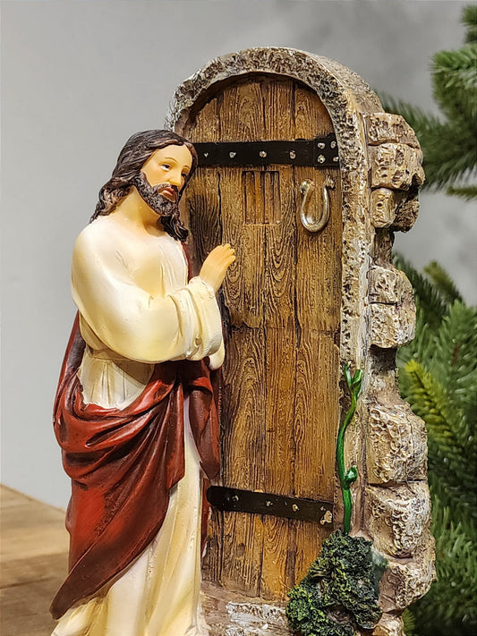 JESUS BATENDO NA PORTA EM RESINA 22CM