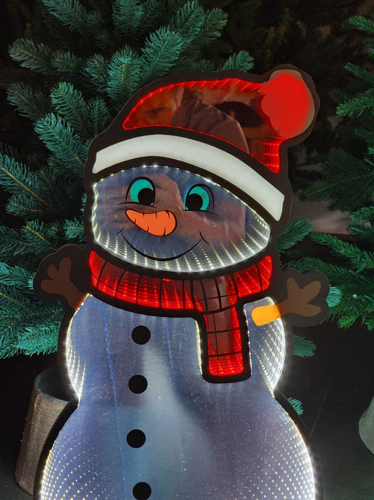 PLACA LUZ INFINITA BONECO DE NEVE 59,5CM