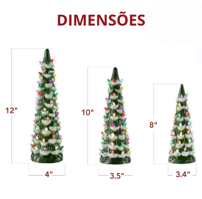 Mini Árvores de Natal com Led de Cerâmica