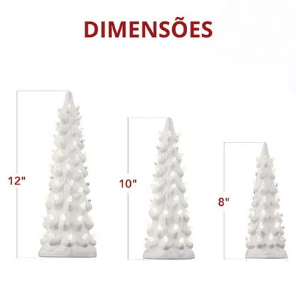 Mini Árvores de Natal com Led de Cerâmica