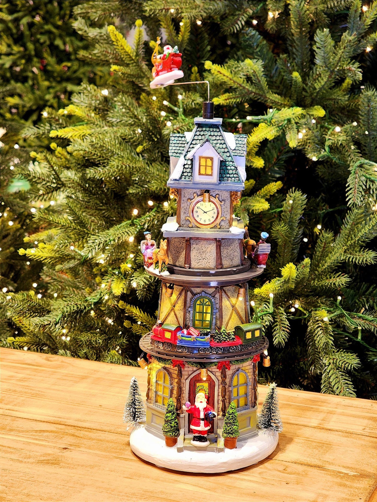 CENÁRIO VILA NATALINA TORRE COM RELÓGIO 37CM