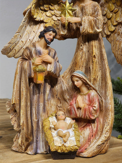 SAGRADA FAMÍLIA EM RESINA COM ANJO 30CM