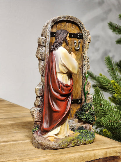 JESUS BATENDO NA PORTA EM RESINA 22CM