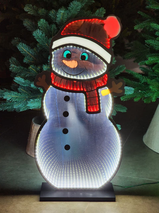 PLACA LUZ INFINITA BONECO DE NEVE 59,5CM