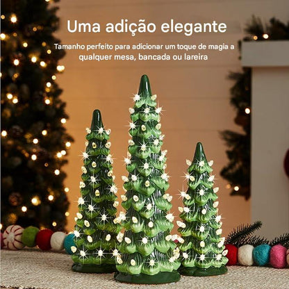 Mini Árvores de Natal com Led de Cerâmica